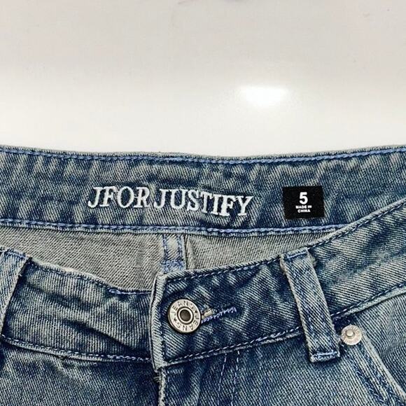 J for Justify Cherry Pink Bow Straight Baggy Bootcut Jeans Junior Size 5 - Picture 4 of 5
